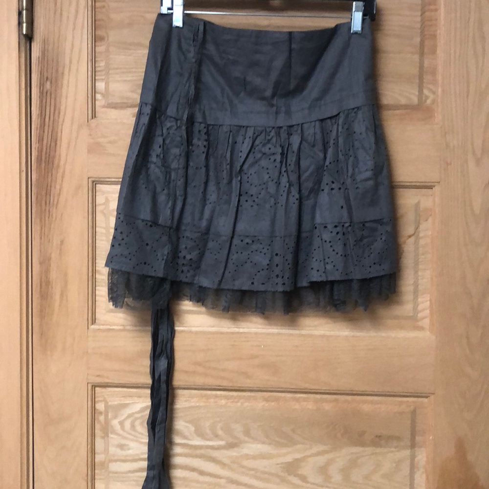 Bill Tornade Gray Cotton Wrap Skirt with Lace